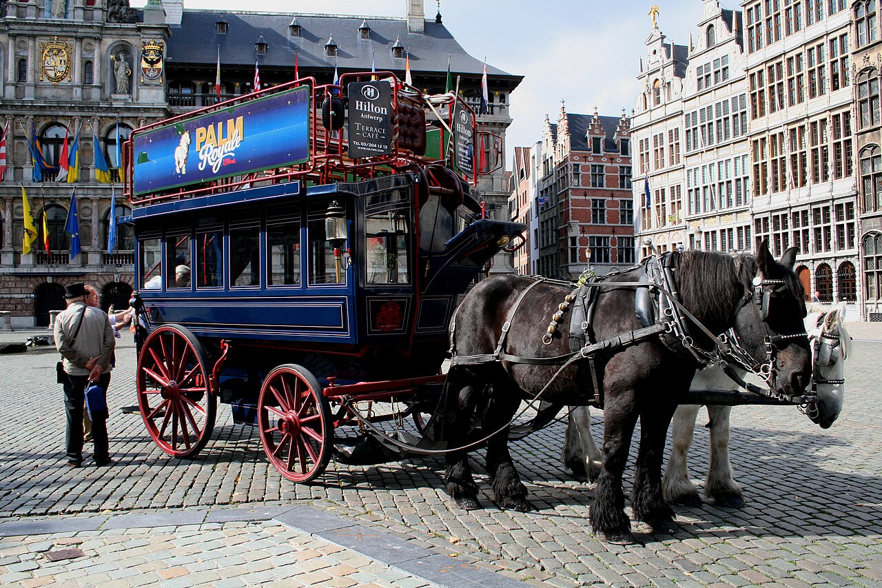 Antwerp skyline and compact historic Belgian city scene