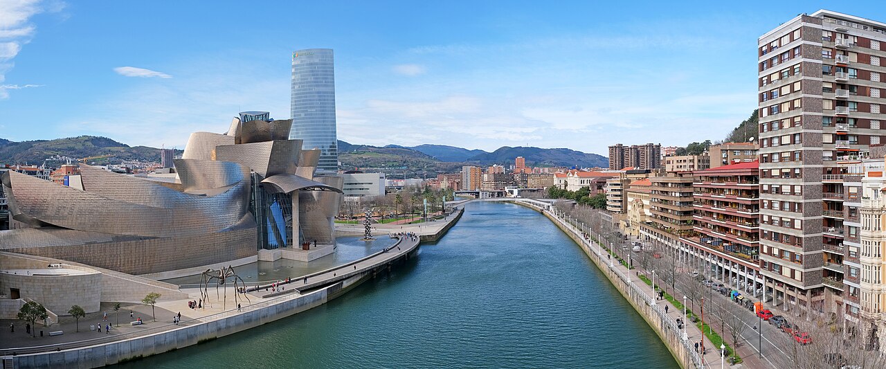 Bilbao riverfront and modern Basque city architecture