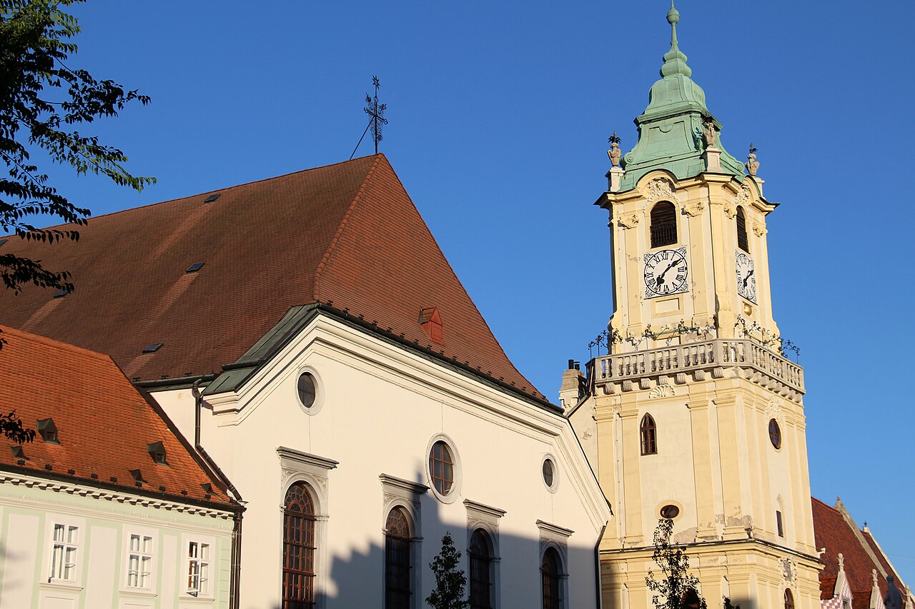 Bratislava old town skyline and riverside city view