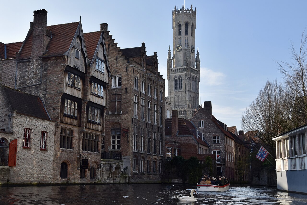 Bruges canal and historic Flemish city center