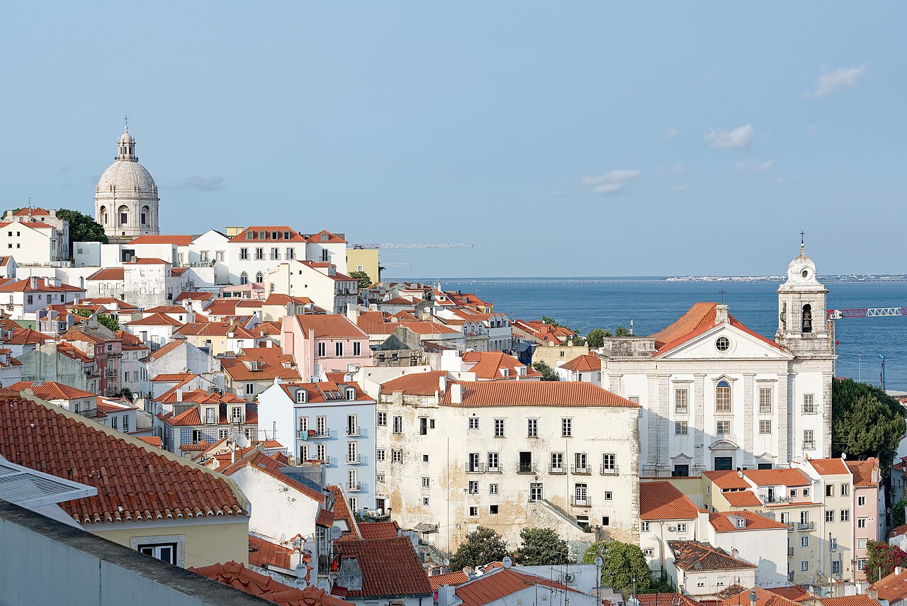 Lisbon city skyline near the river