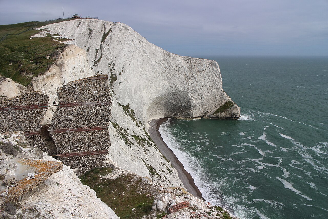 The Needles chalk stacks off the coast of the Isle of Wight