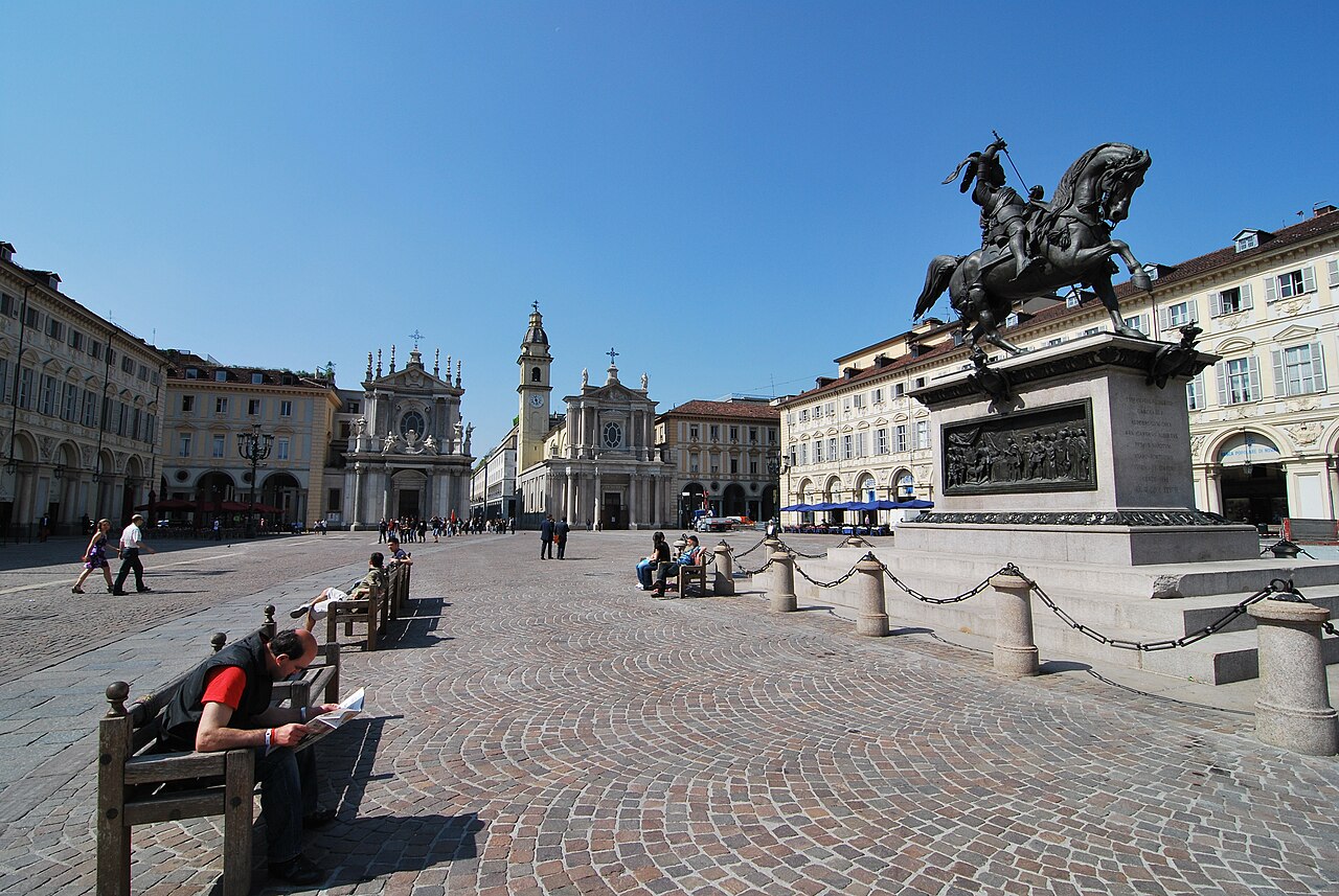 Turin Piazza San Carlo and elegant city architecture
