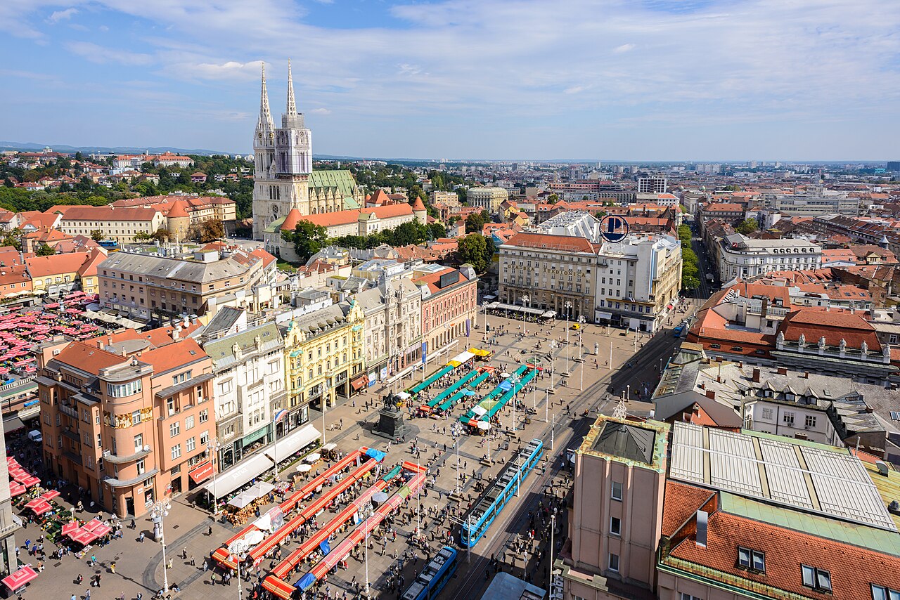 Zagreb skyline and central European city view